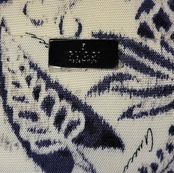 GUCCI by TOM FORD 2000 Navy 9Abstract Floral Canvas Toiletry Pouch Bag Authentic - Picture 14 of 16